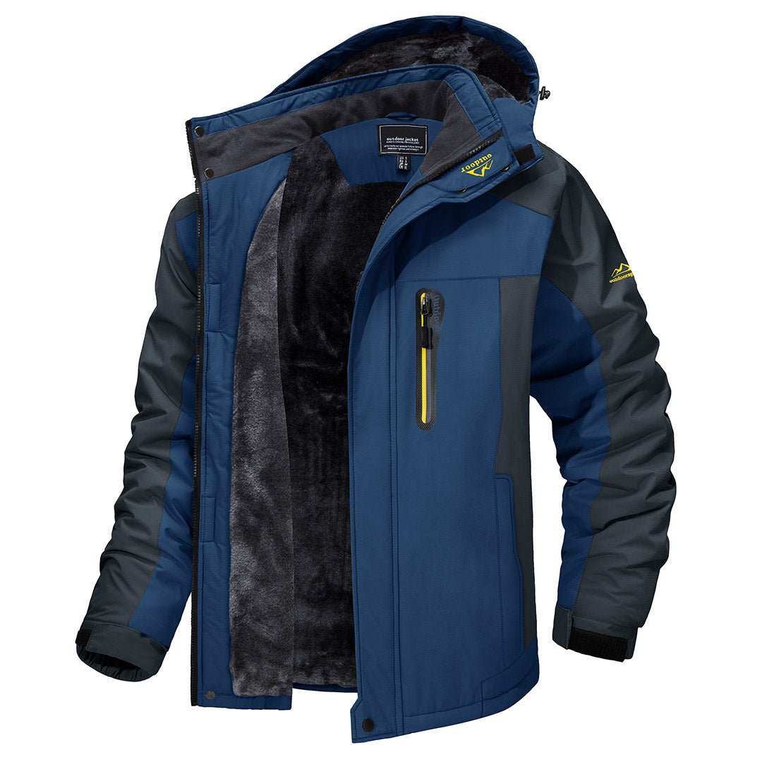 Men's Windproof Fleece Lined Ski Jacket with Multiple Pockets