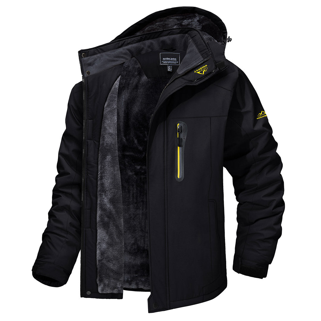 Men's Windproof Fleece Lined Ski Jacket with Multiple Pockets