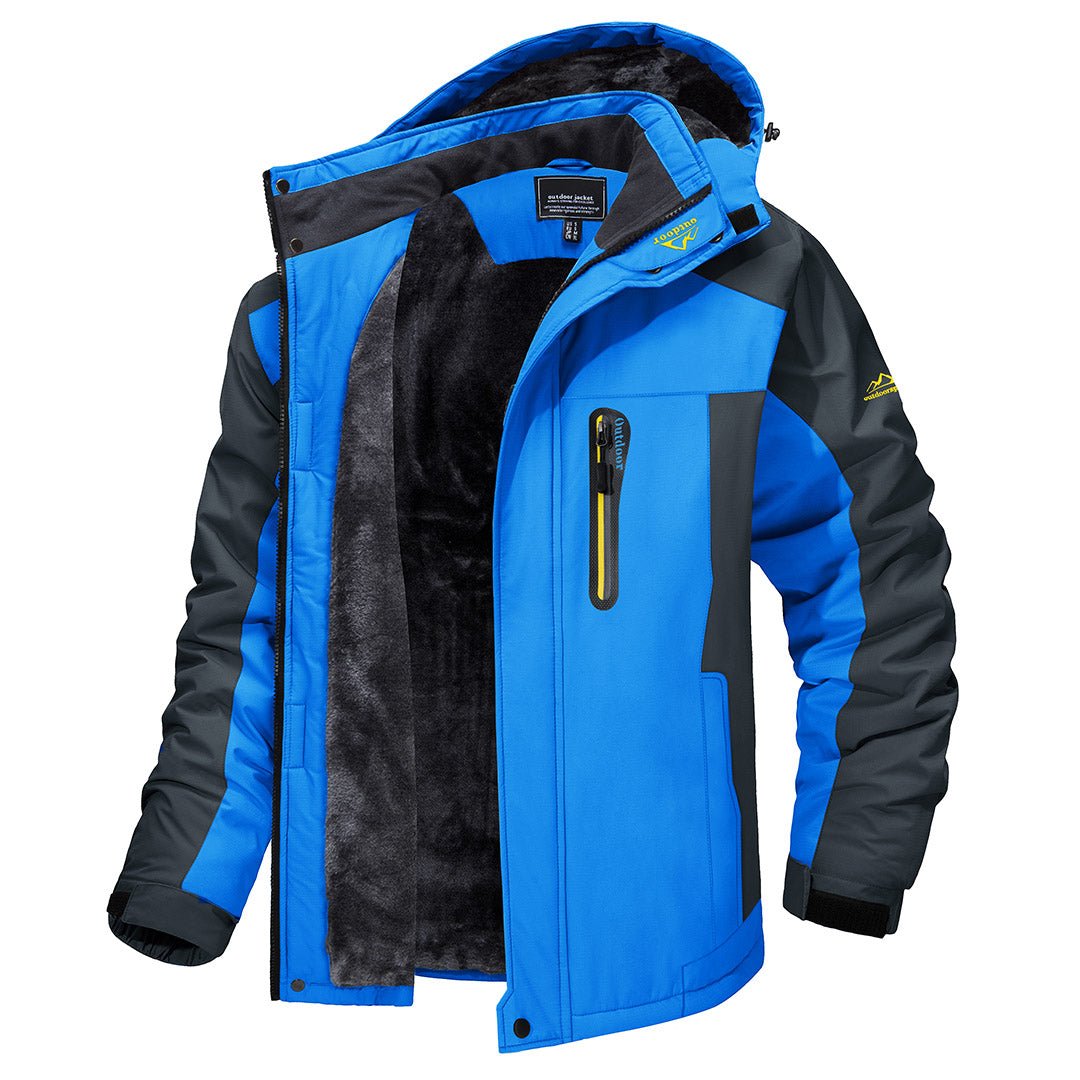 Men's Windproof Fleece Lined Ski Jacket with Multiple Pockets
