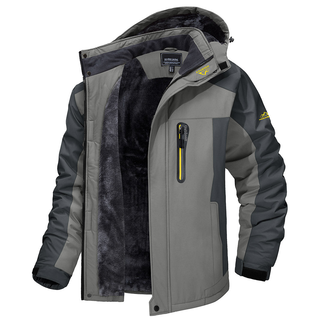 Men's Windproof Fleece Lined Ski Jacket with Multiple Pockets