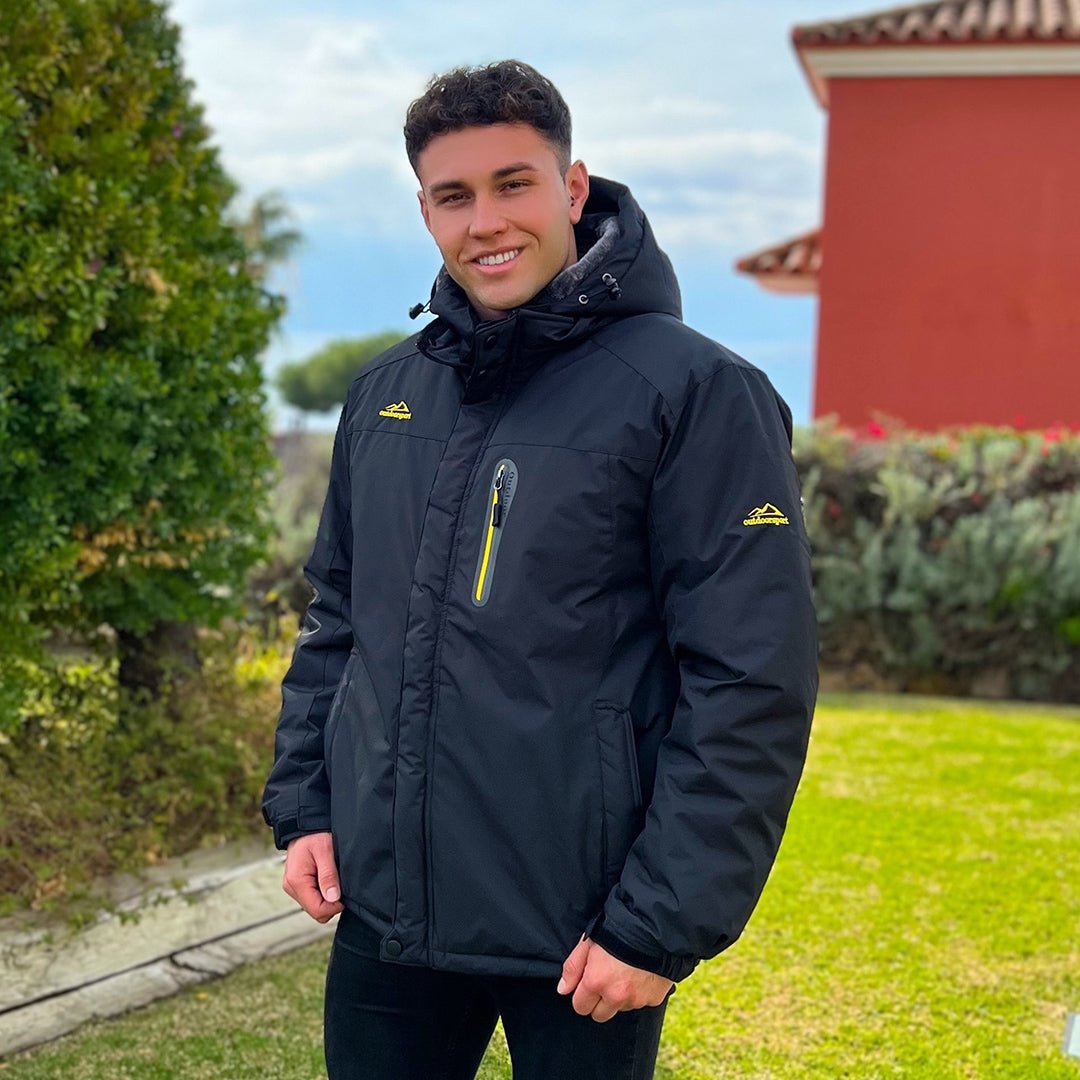 Men's Windproof Fleece Lined Ski Jacket with Multiple Pockets