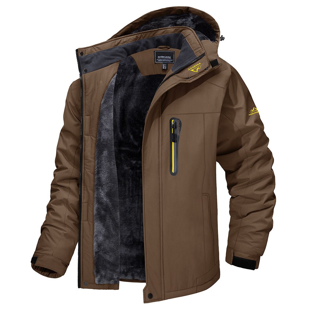 Men's Windproof Fleece Lined Ski Jacket with Multiple Pockets