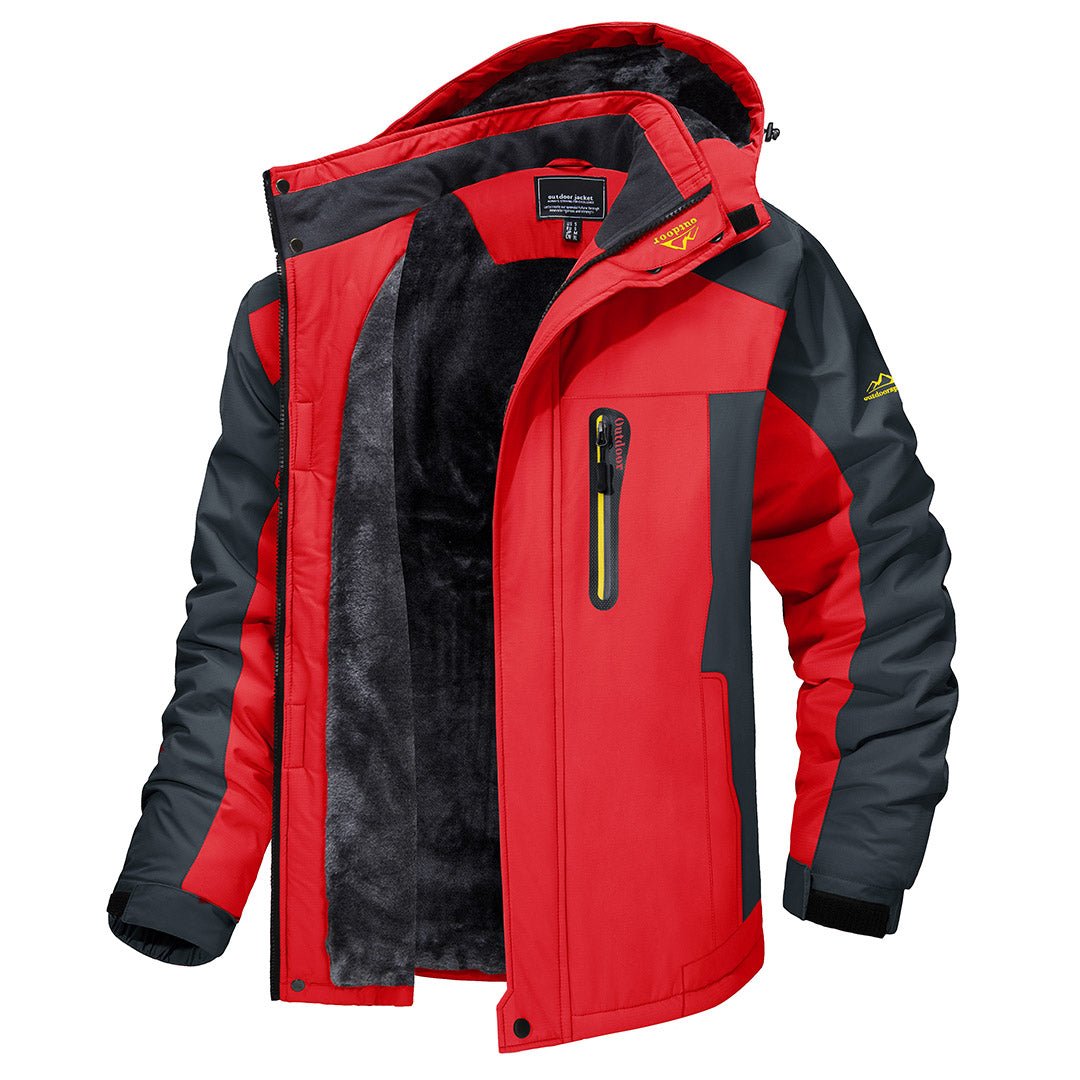 Men's Windproof Fleece Lined Ski Jacket with Multiple Pockets