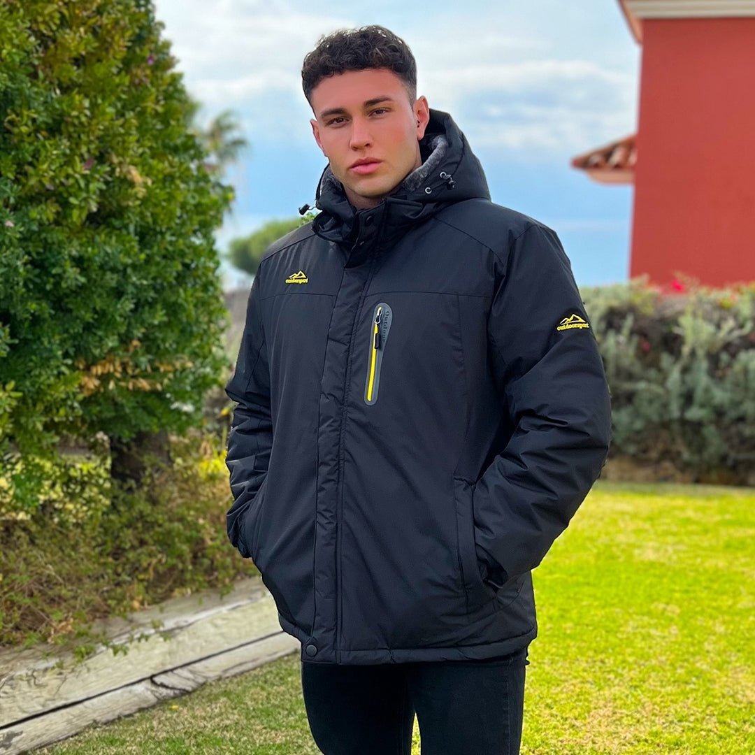 Men's Windproof Fleece Lined Ski Jacket with Multiple Pockets