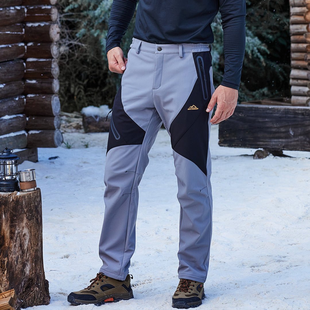 Men's Skiing Snow Pants Fleece Lined Waterproof Pants Winter Insulated