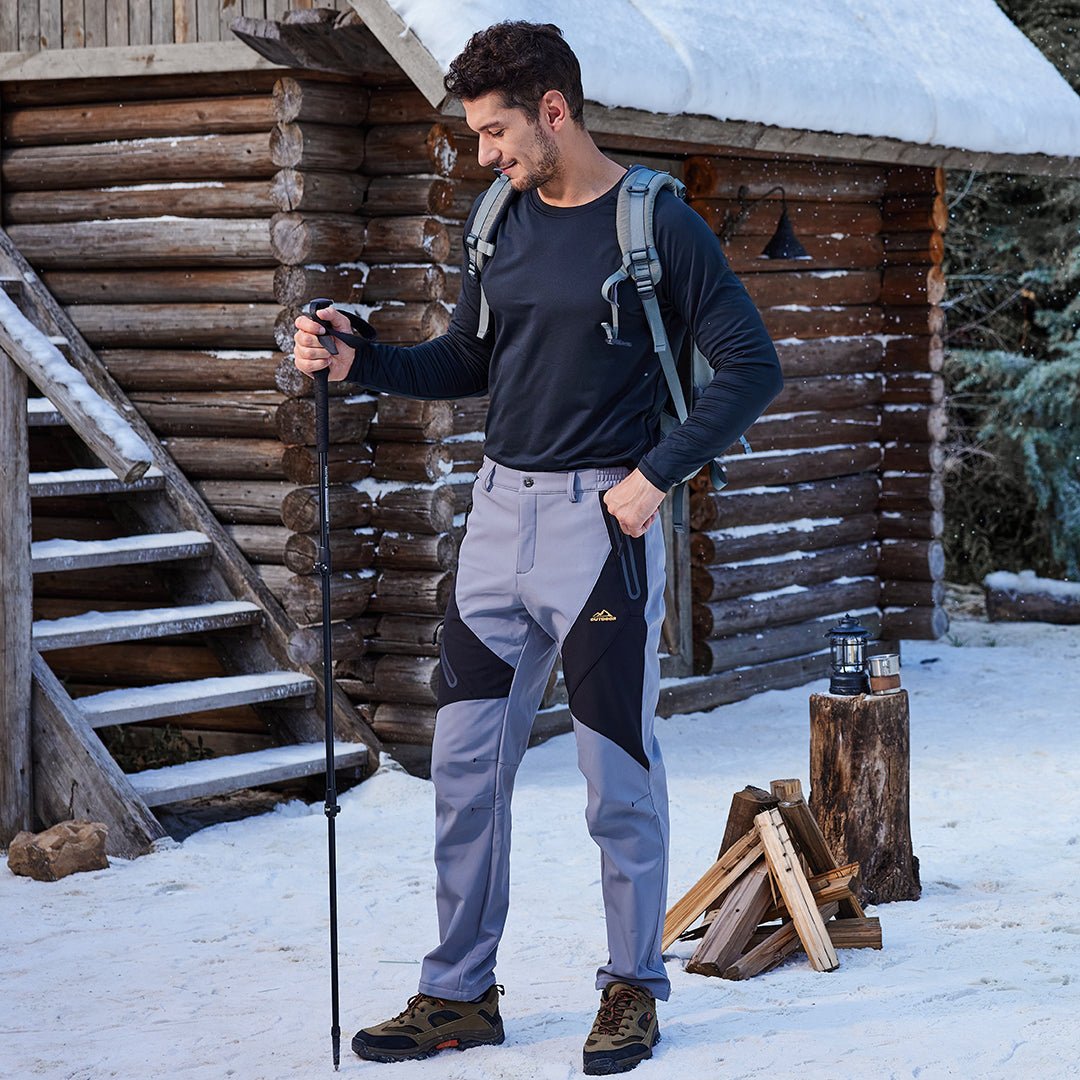 Men's Skiing Snow Pants Fleece Lined Waterproof Pants Winter Insulated