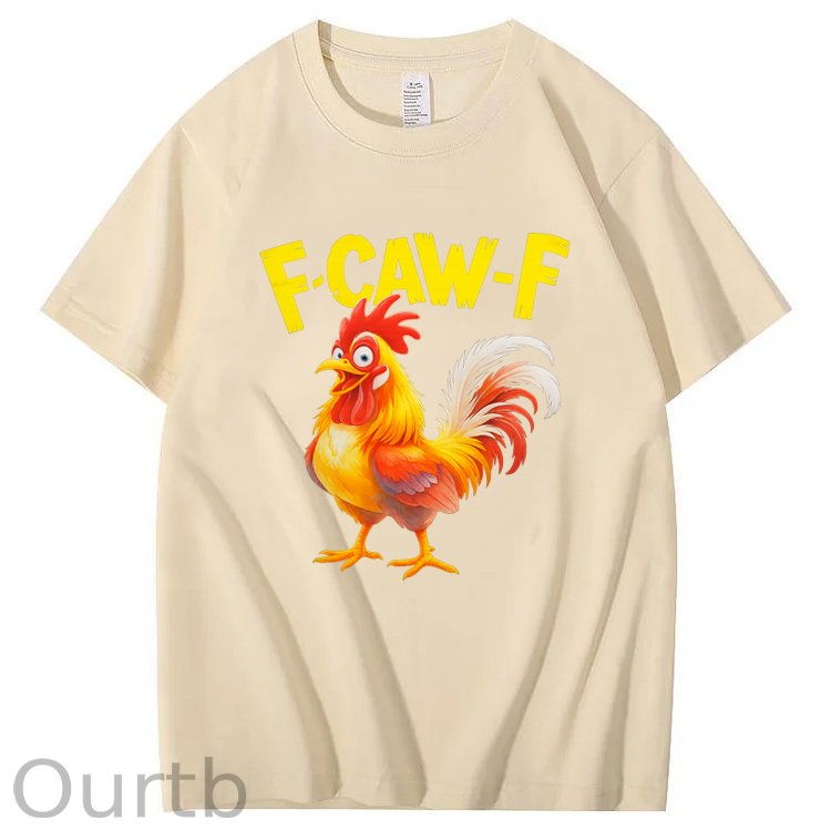 F-Caw-F  Happy Chicken Pattern100% Cotton T-Shirt