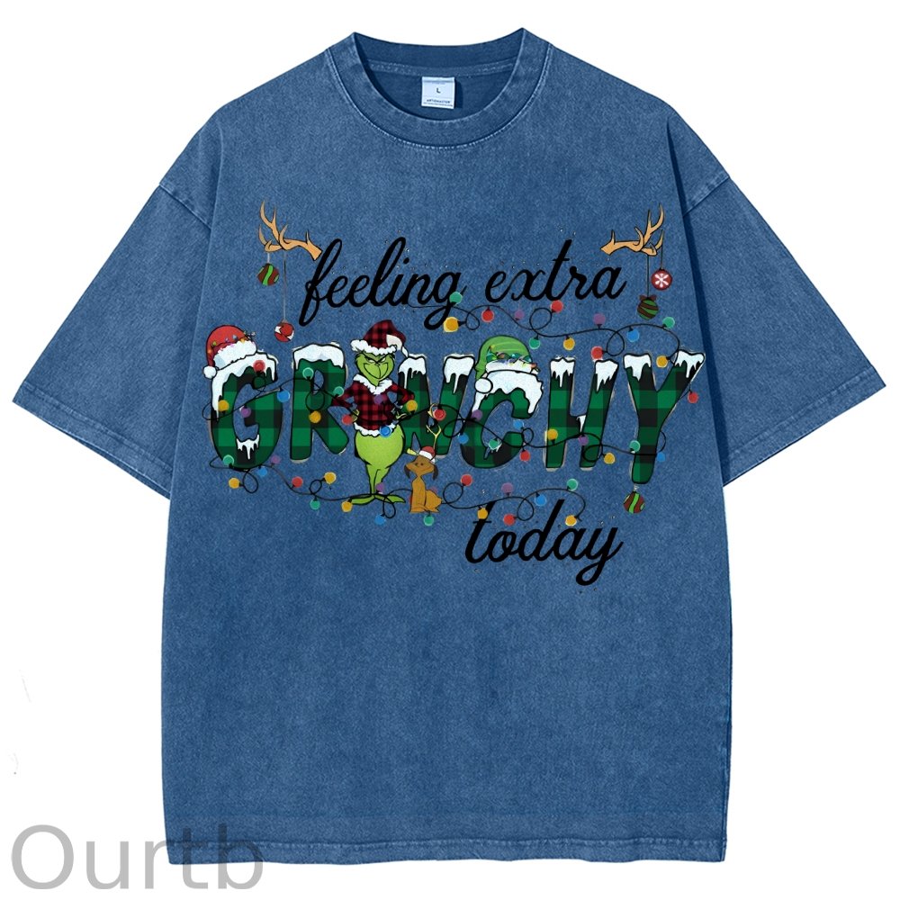 Unisex Christmas Printed Washed Tee