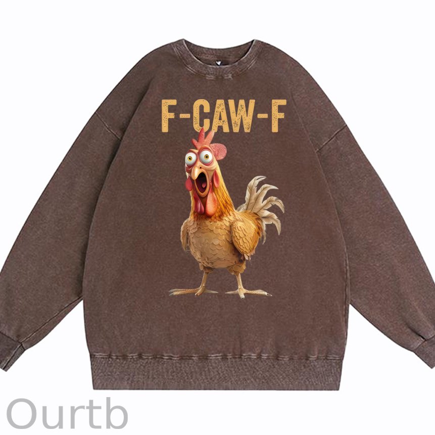 F-Caw-F Chicken Cotton Washed Long Sleeve Sweatshirt/Shirt