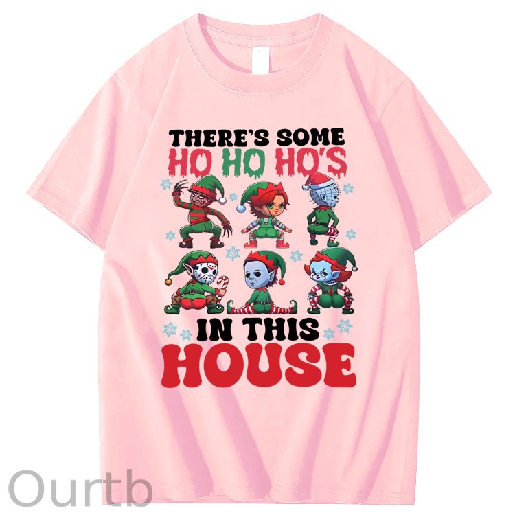 Christmas Ho Ho Ho Pattern100% Cotton T-Shirt