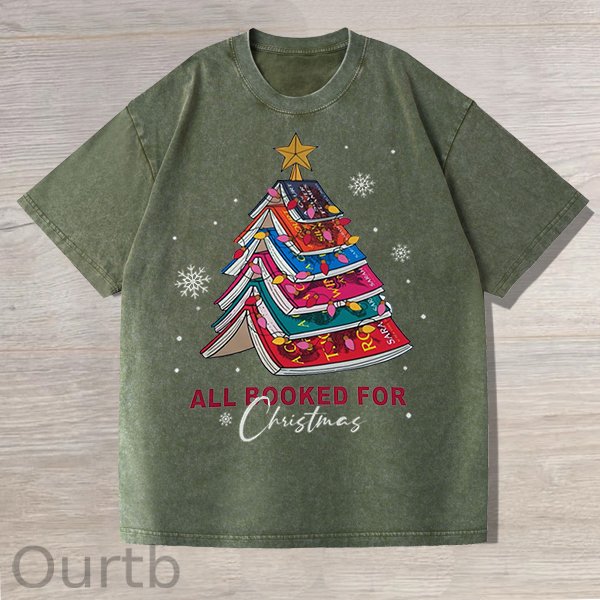 Christmas Tree Print Unisex Oversized Washed  T-Shirt