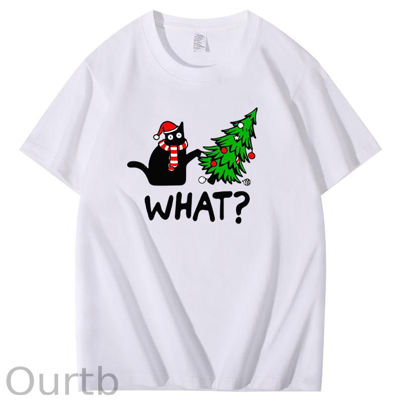 Black Cat What Christmas T-Shirt