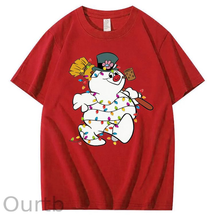 Christmas Funny Smowman Pattern100% Cotton T-Shirt