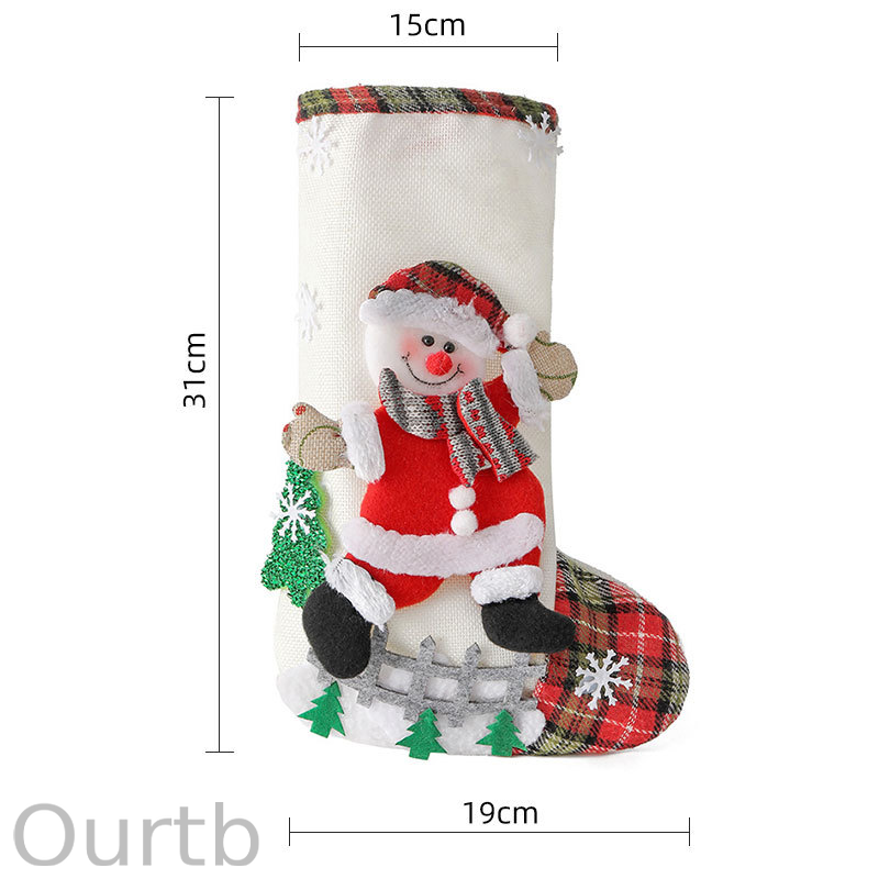Christmas Linen Large Christmas Stocking Ornament Gift Bag Gift Bag