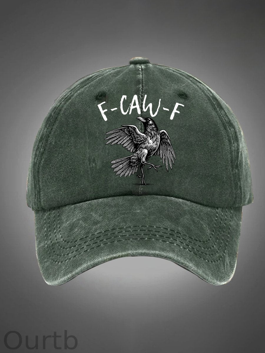 F-Caw-F Crow Pattern Washed Hats