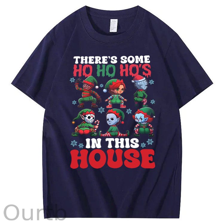 Christmas Ho Ho Ho Pattern100% Cotton T-Shirt