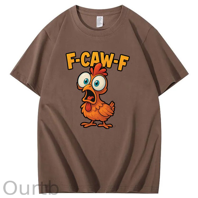 F-Caw-F Shock Chicken Pattern100% Cotton T-Shirt