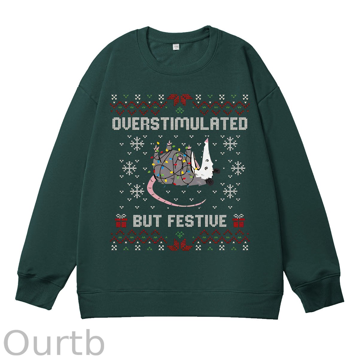 Christmas Overstimulated But Festive Ugly Holiday  Pattern 100% 300g CottonCrew Neck Sweatshirt