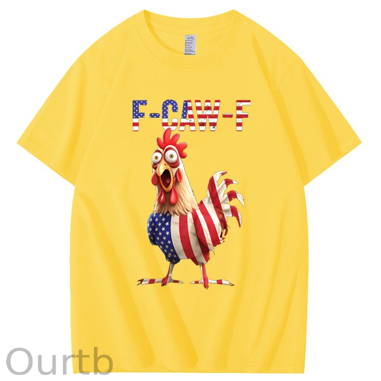 F-Caw-F America Flag Chicken  Pattern100% Cotton T-Shirt