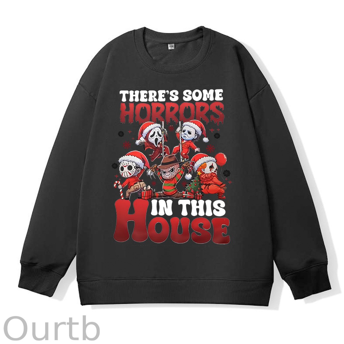 Christmas Horrors  Pattern 100% 300g Cotton Crew Neck Sweatshirt