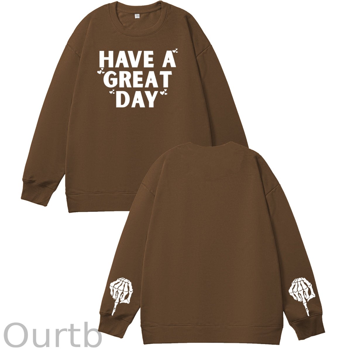 Have A Great Day Skull Pattern 100% 300g CottonCrew Neck Sweatshirt