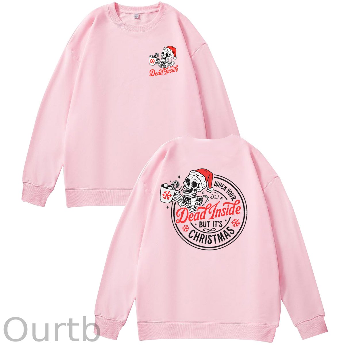 Christmas Dead inside Pattern  100% 300g CottonCrew Neck Sweatshirt