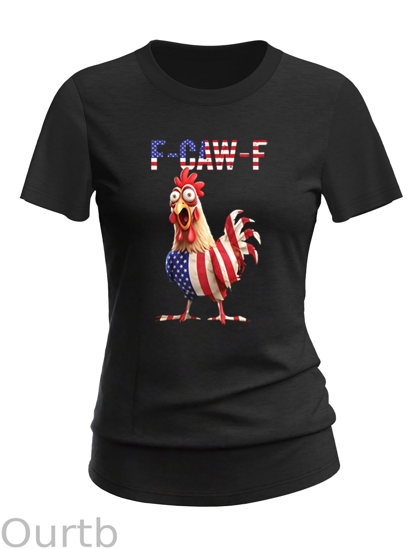 F-Caw-F Shocked American Chicken  Pattern 100% Cotton  T-Shirt