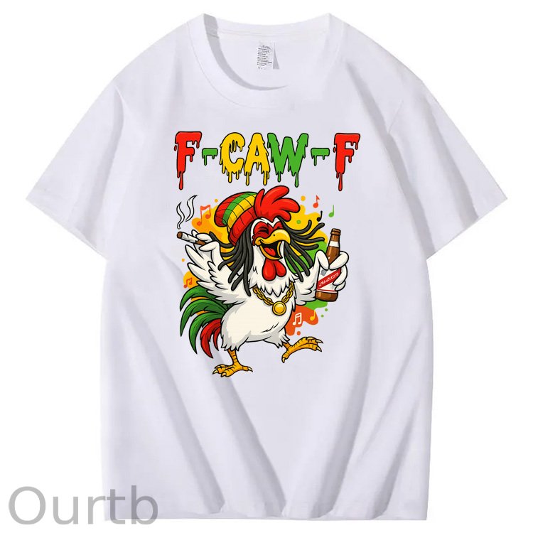 F-Caw-F What Beer Chicken Pattern100% Cotton T-Shirt