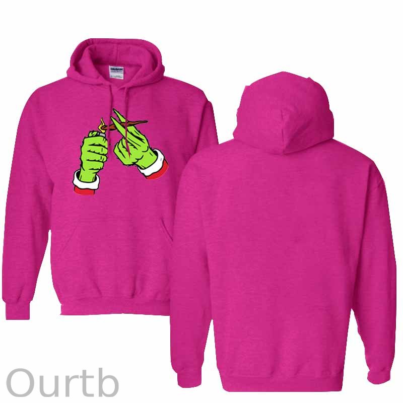 Christmas Green Hairy Monster Hand  Pattern 100% 300g Cotton Classic Hoodie