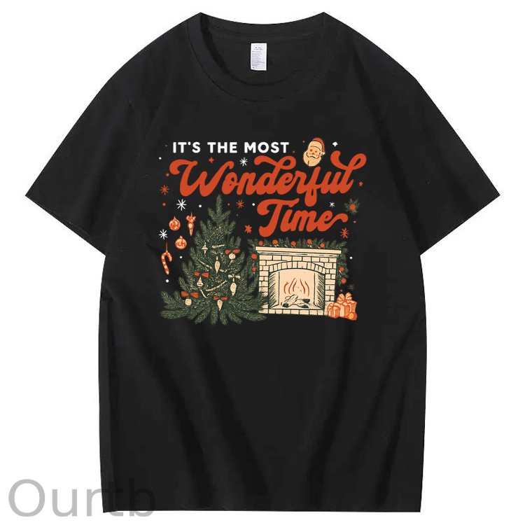 Christmas Wonderful Time Pattern100% Cotton T-Shirt