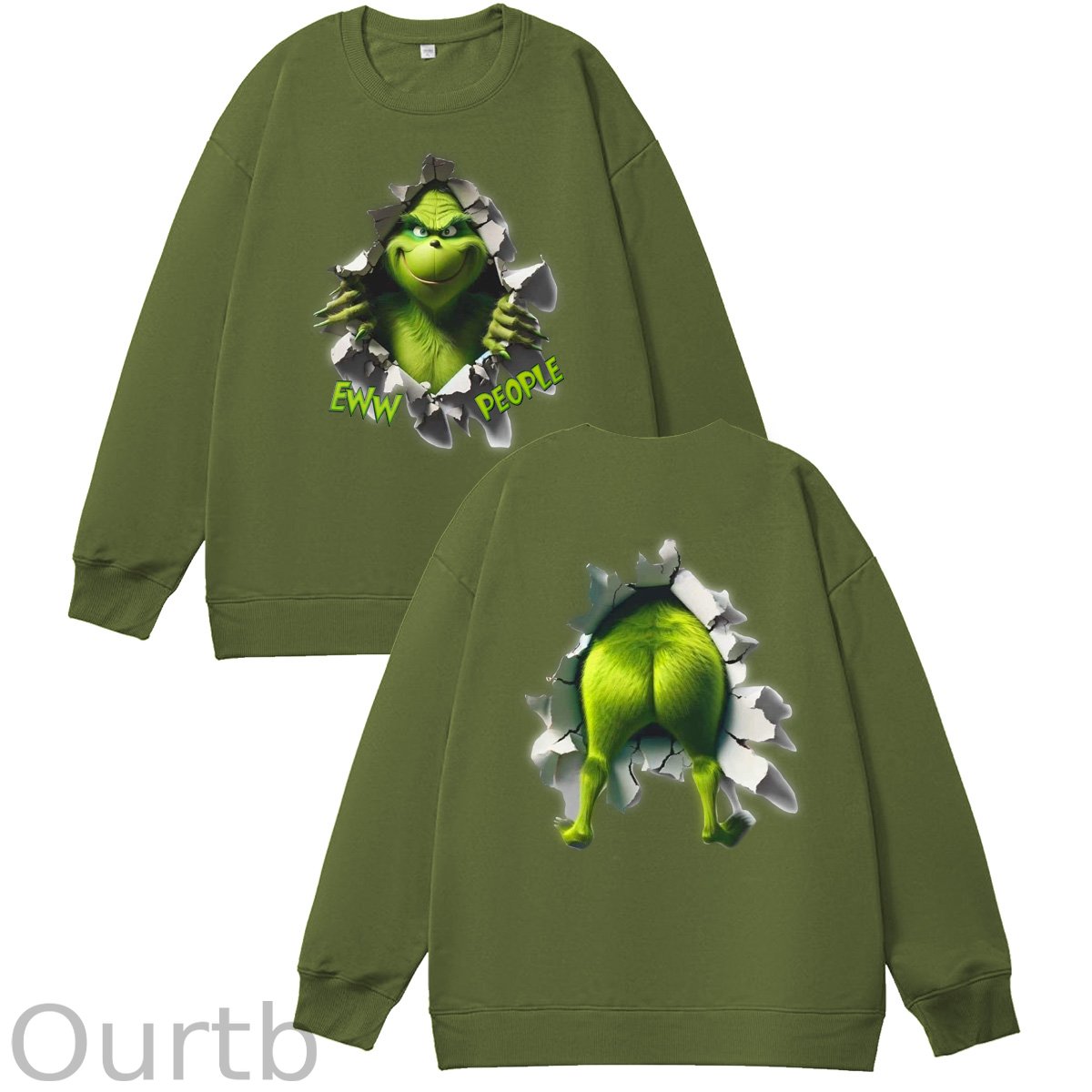 Christmas Funny Pattern 100% 300g CottonCrew Neck Sweatshirt