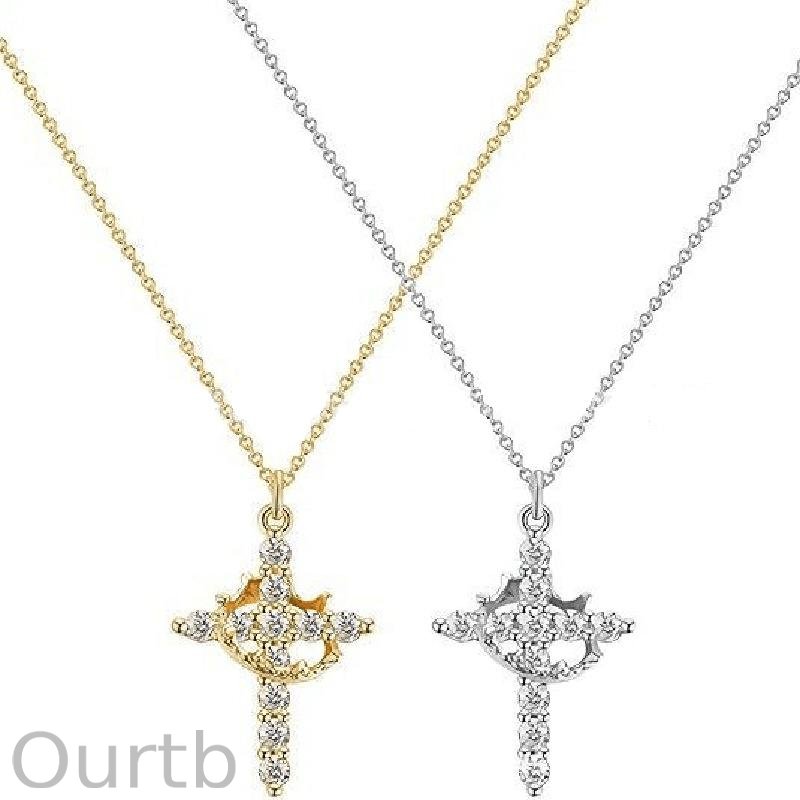 Simple Crown & Cross Pendant Choker Necklace For Women & Men & Girls Pretty Crown Cross Necklace For Daily Party Clothing Decor Trendy All-match & Exquisite Jewelry For Christmas Valentine's Day Gift