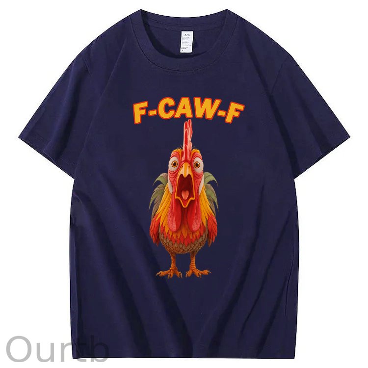 F-Caw-F Shocked Mouth Chicken Pattern100% Cotton T-Shirt