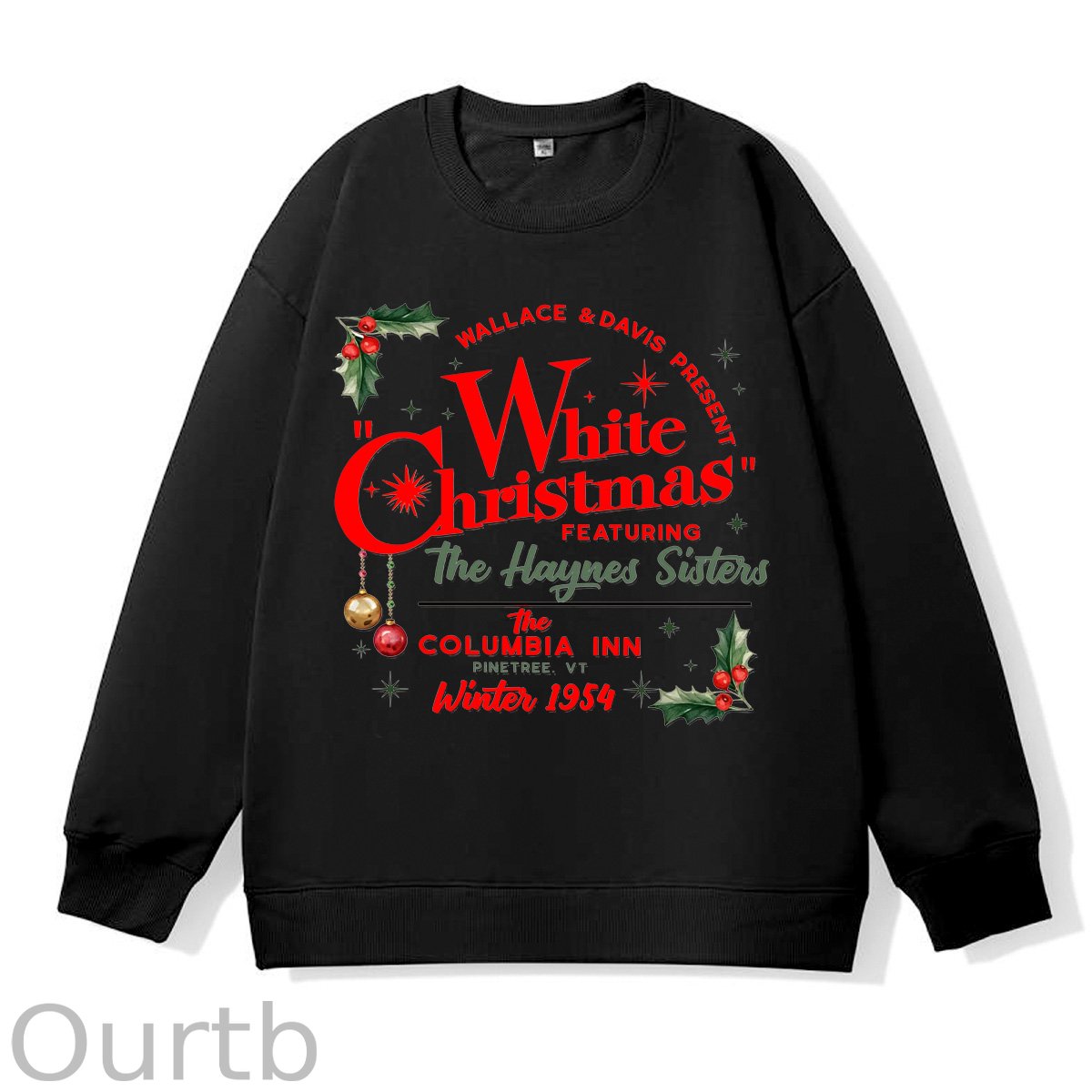 White Christmas Pattern 100% 300g CottonCrew Neck Sweatshirt