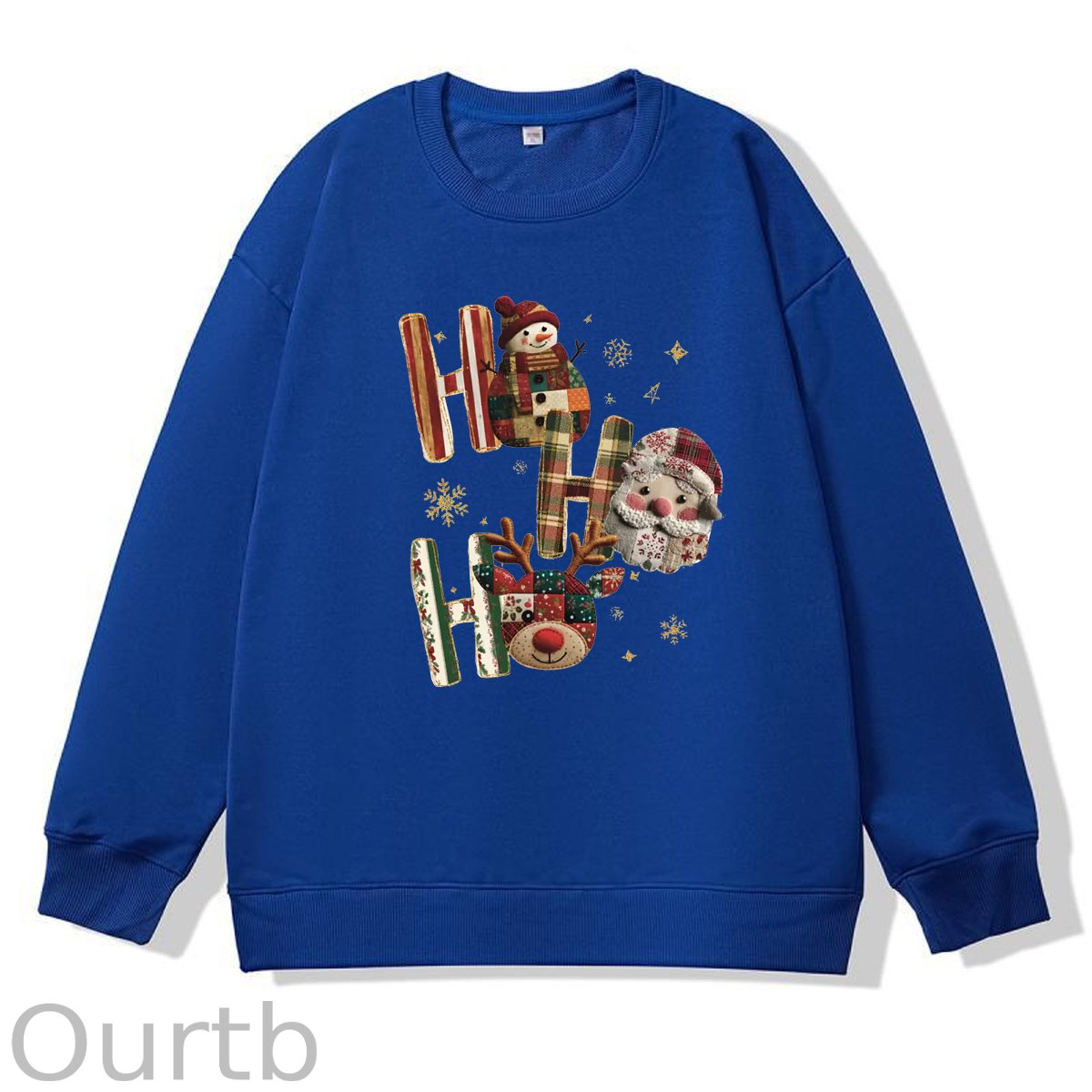 Christmas Ho Ho Ho  Pattern 100% 300g CottonCrew Neck Sweatshirt