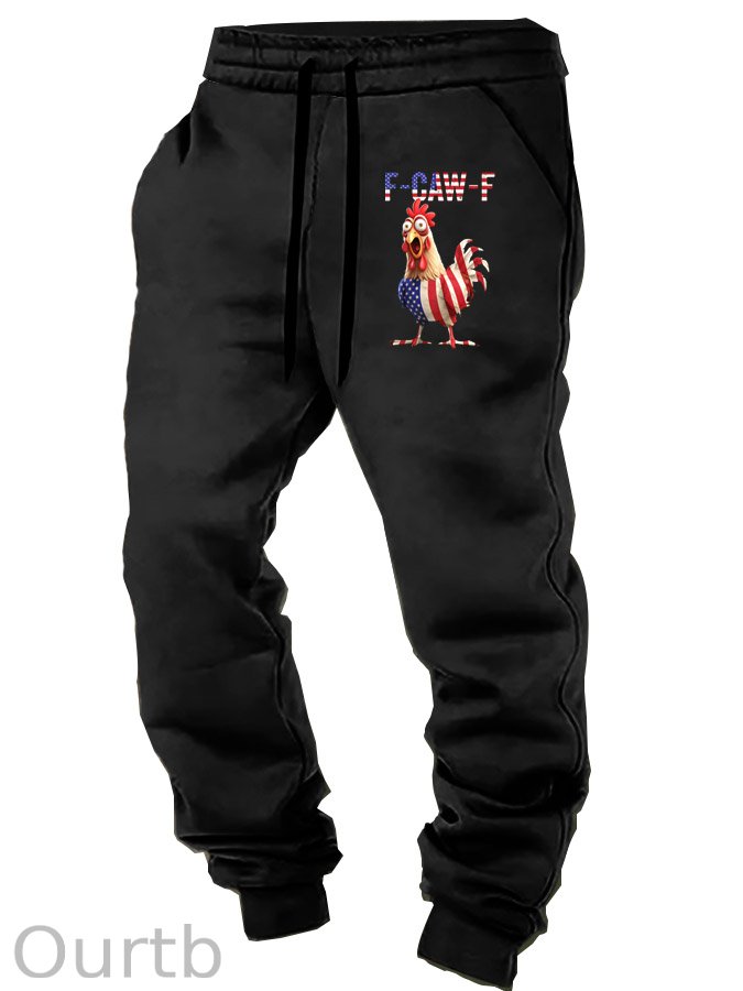 F-Caw-F Shocked American Chicken Pattern Print Casual  Casual Sweatpants