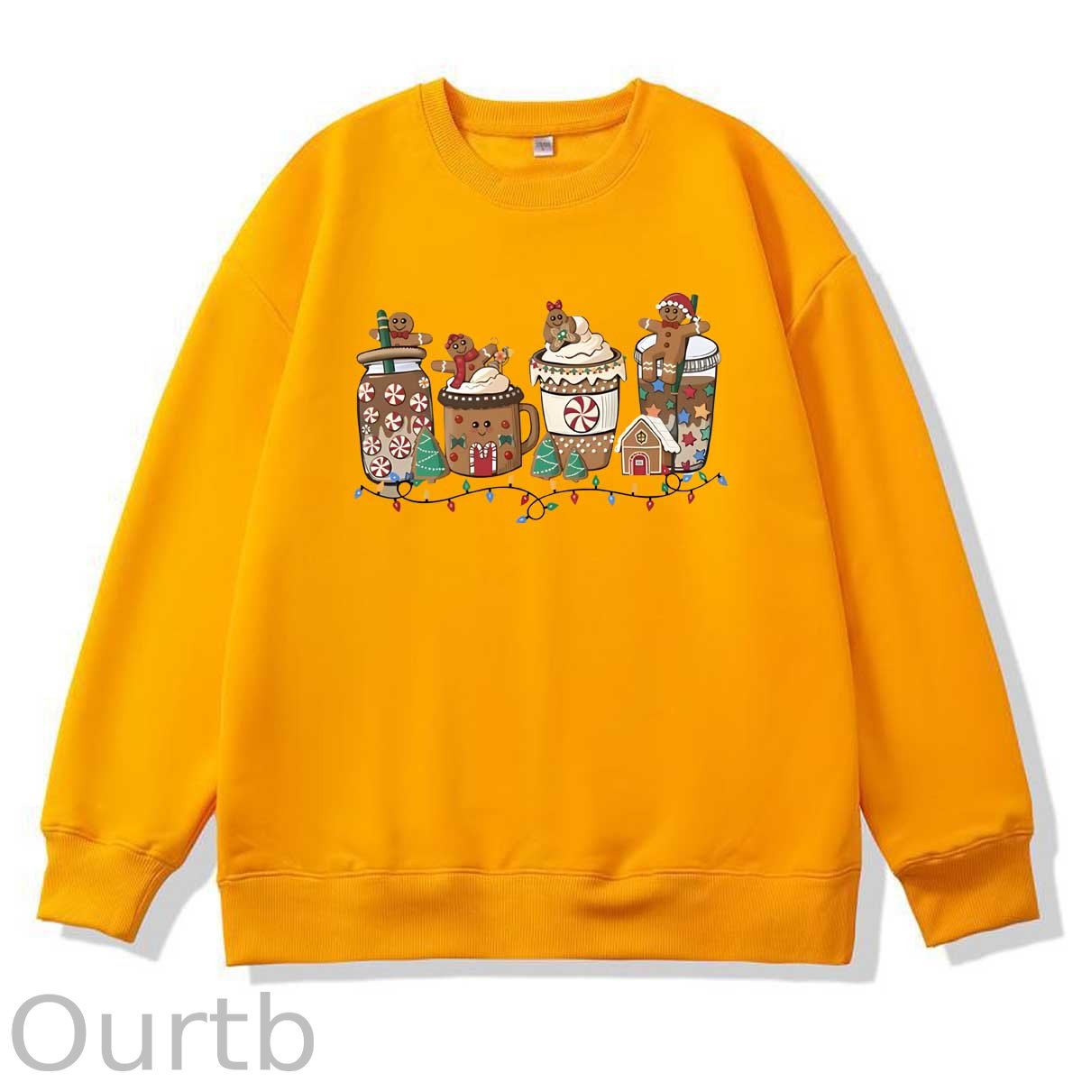 Christmas Gingerbread Man Pattern 100% 300g CottonCrew Neck Sweatshirt
