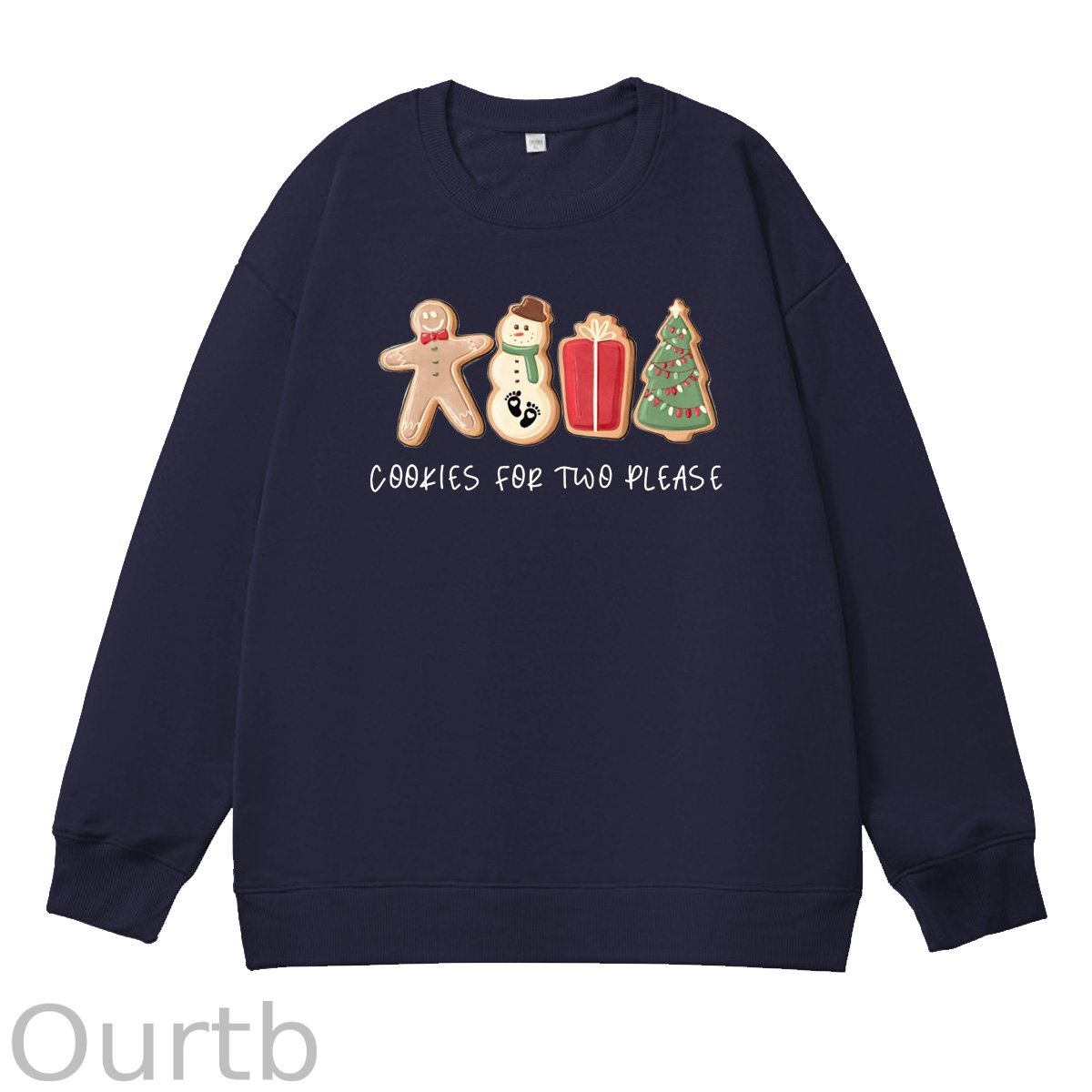 Christmas Cookies For Two Please Pattern 100% 300g CottonCrew Neck Sweatshirt