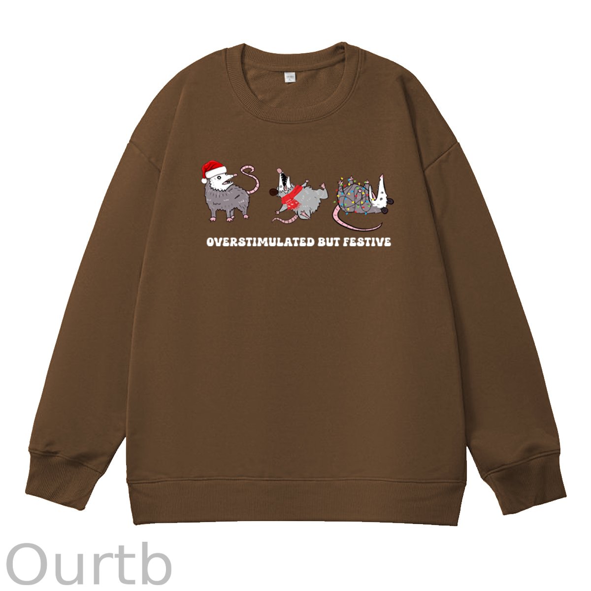 Christmas Overstimulated Festive Pattern 100% 300g CottonCrew Neck Sweatshirt