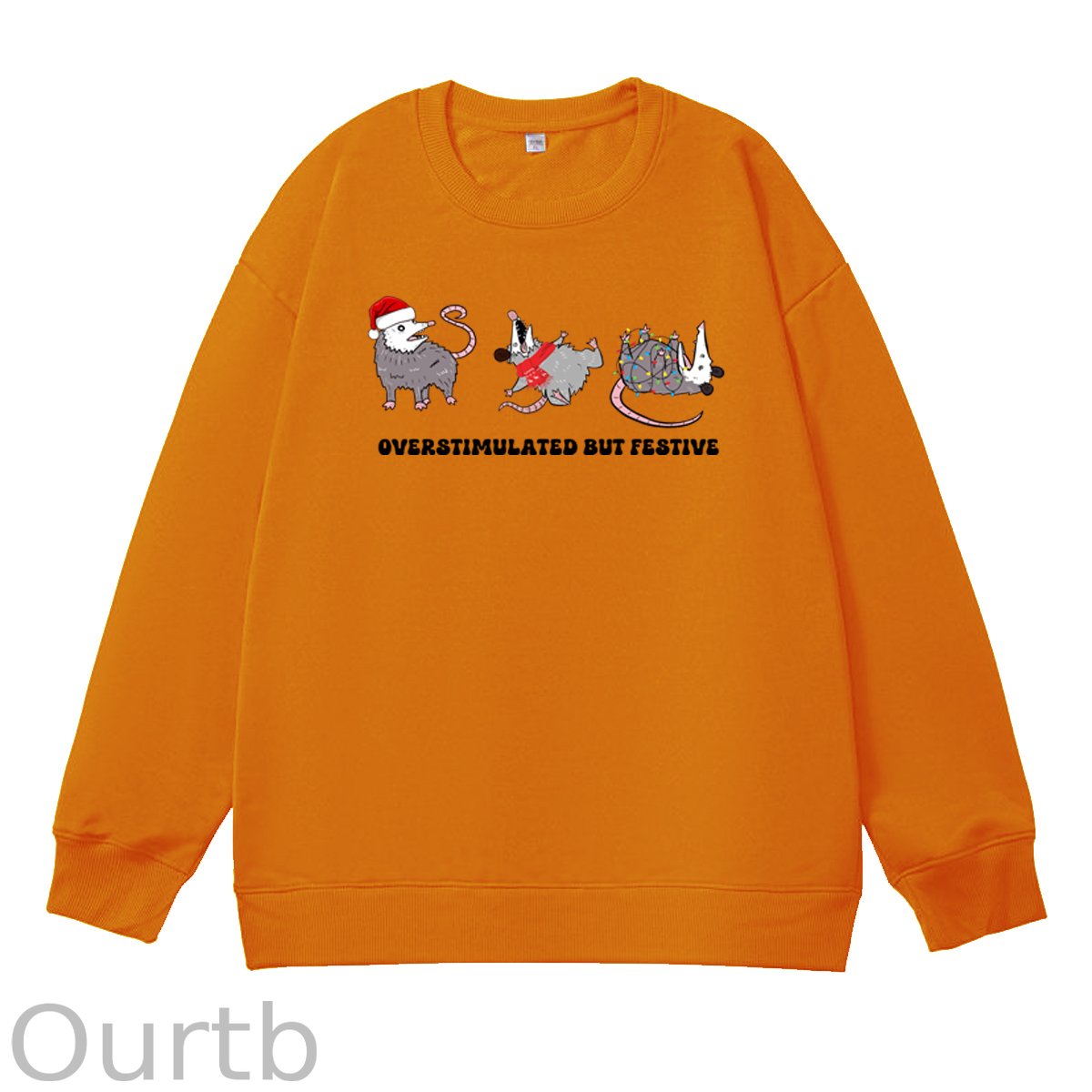 Christmas Overstimulated Festive Pattern 100% 300g CottonCrew Neck Sweatshirt