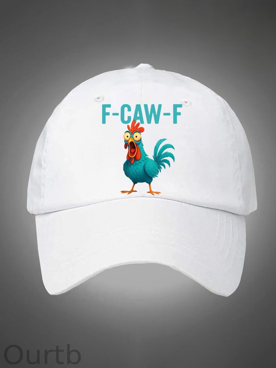 Funny Rooster Chicken F-Caw-F Chicken Pattern Washed Hats