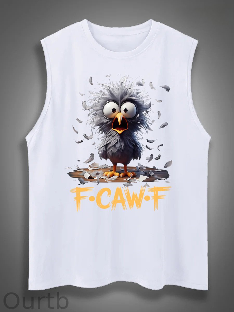 Funny F-Caw-F Chicken Print Cotton Sleeveless Tank Tops
