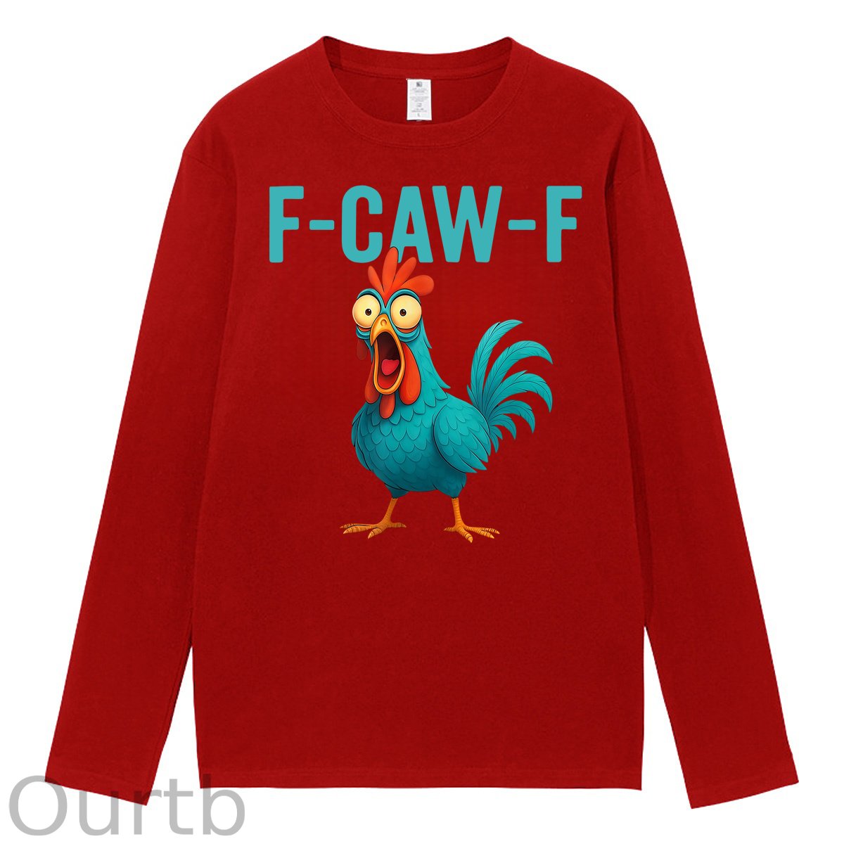 Funny Rooster Chicken F-Caw-F Chicken 100% Cotton Long Sleeve T-Shirt