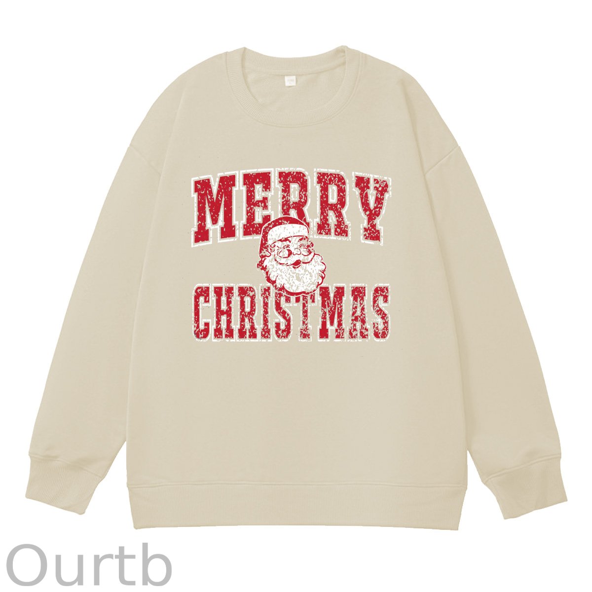 Merry Christmas Pattern 100% 300g CottonCrew Neck Sweatshirt