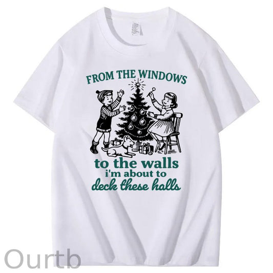 Christmas To The Walls  Pattern100% Cotton T-Shirt