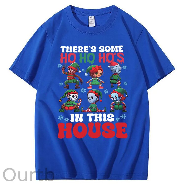 Christmas Ho Ho Ho Pattern100% Cotton T-Shirt