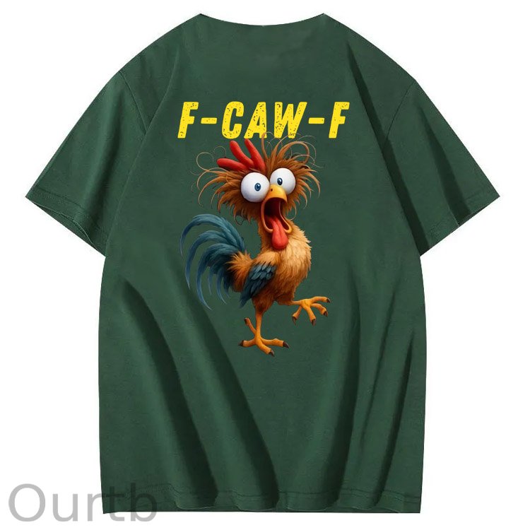 F-Caw-F Crazy Funny Chicken Pattern100% Cotton T-Shirt