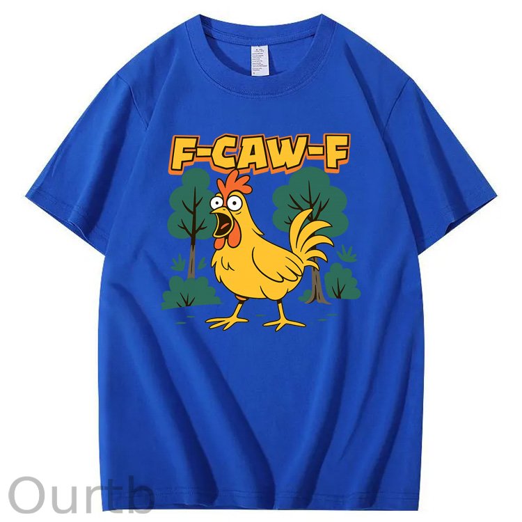 F-Caw-F Crazy Shock Chicken Pattern100% Cotton T-Shirt