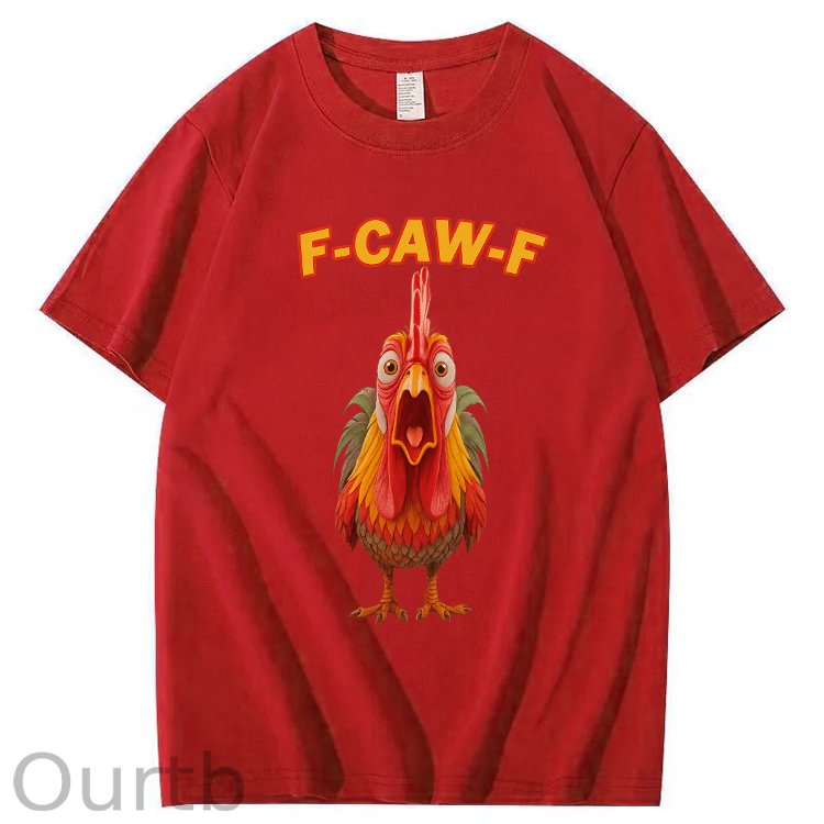F-Caw-F Shocked Mouth Chicken Pattern100% Cotton T-Shirt