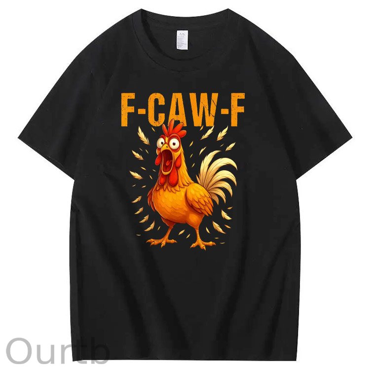 F-Caw-F Crazy Chickens Pattern100% Cotton T-Shirt